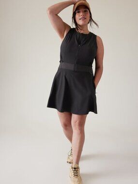 Athleta Venture Out Dress built in shorts Black Size 14